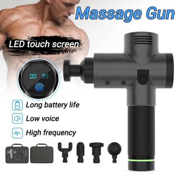 Electric Vibrating Therapy Gun – Deep Tissue Muscle Massager with 20-Speed Settings Carbon fiber Digital
