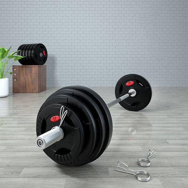 Rubber-Coated Cast Iron Barbell Set – Adjustable Weights