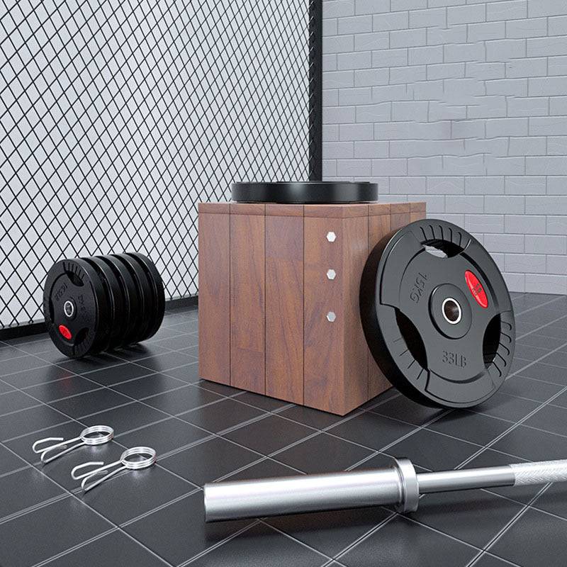 Rubber-Coated Cast Iron Barbell Set – Adjustable Weights 5