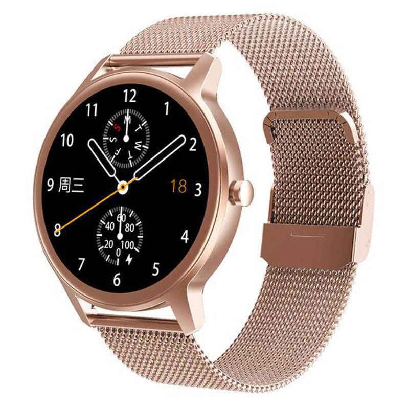 IP67 Waterproof Fitness Tracker with Heart Rate, Sleep Monitoring & Multi-Sport Modes for iOS & Android Gold steel strip
