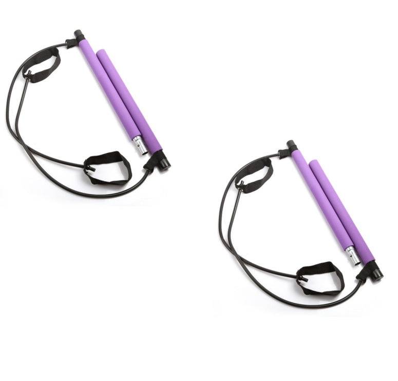 Yoga Crossfit Resistance Bands Exerciser Pull Rope – Portable Gym Workout Pilates Bar Trainer Purple Opp 2pc
