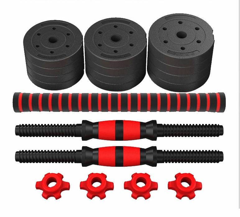 Adjustable & Removable Rubber-Coated Cement Dumbbells – Home Gym Strength Training Weights Red 20kg
