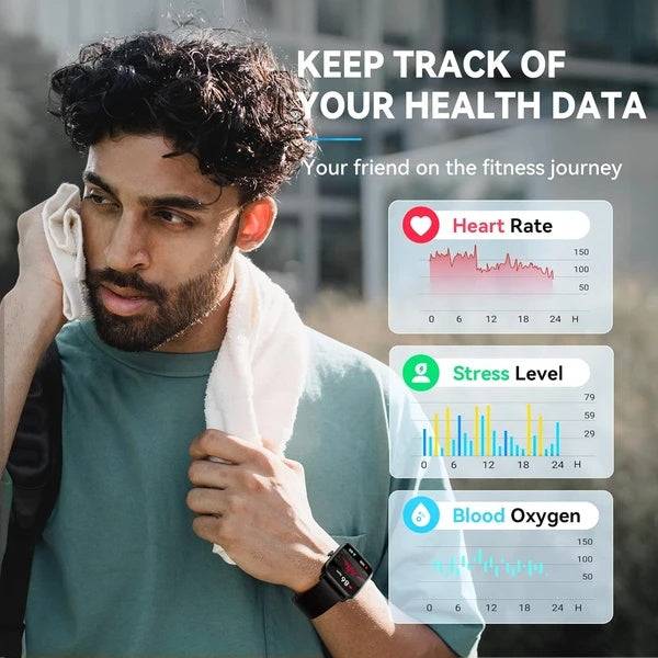 Smart Watch for Men with Alexa, Fitness Tracker, Heart Rate, Sleep & SpO2 Monitor, 100 Sports Modes, 5ATM Waterproof, Activity Tracker for iOS & Android