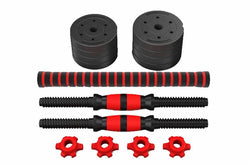 Adjustable & Removable Rubber-Coated Cement Dumbbells – Home Gym Strength Training Weights Red 10kg