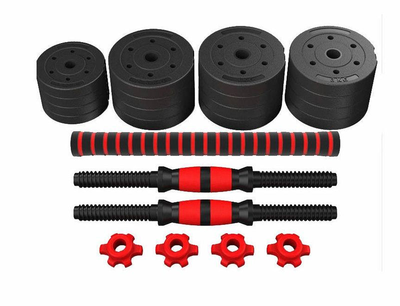 Adjustable & Removable Rubber-Coated Cement Dumbbells – Home Gym Strength Training Weights Red 40kg