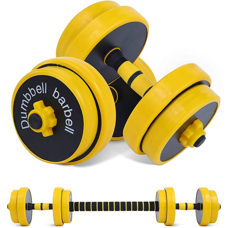 Adjustable Dumbbell & Barbell Weight Set – 33LB Multifunctional Free Weights for Home Gym 💪🏋️ Yellow Set